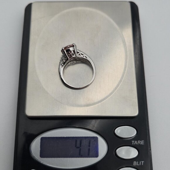 Size 8.25 Sterling Silver Bright Round Pink Cubic Zirconia Gem Ring A4007 - Picture 9 of 9